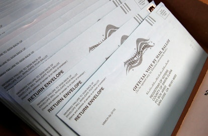 A stack of election vote envelopes 