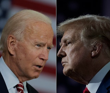 Side-by-side pictures of Joe Biden and Donald Trump.
