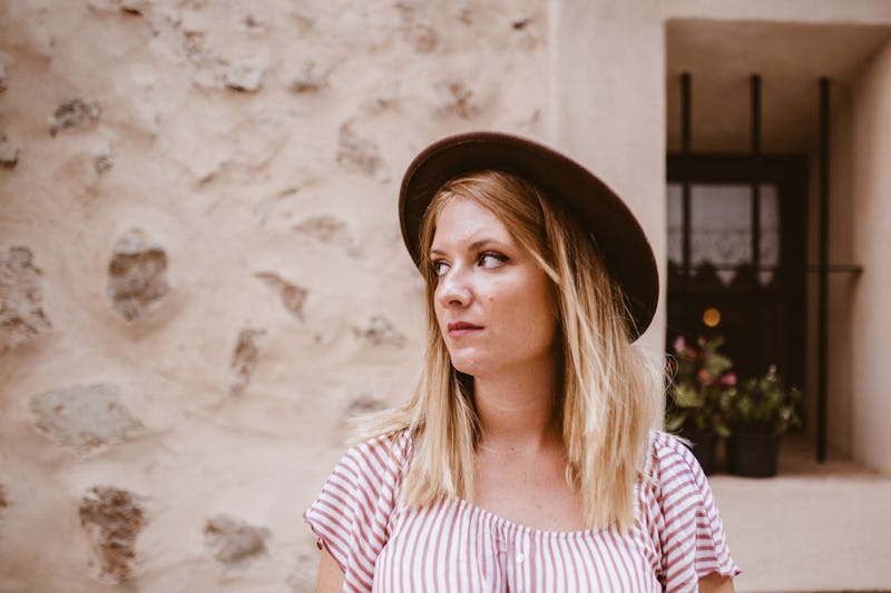 woman, hat,