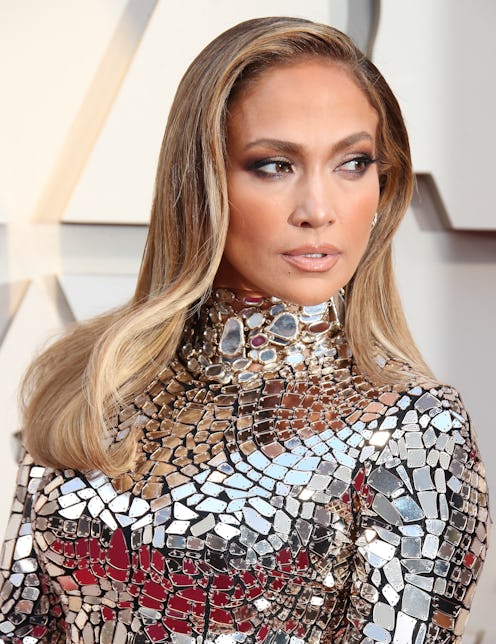 Jennifer Lopez's most recent look features a glossy brown lip.