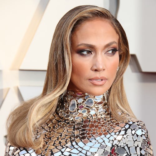  Jennifer Lopez's most recent look features a glossy brown lip.