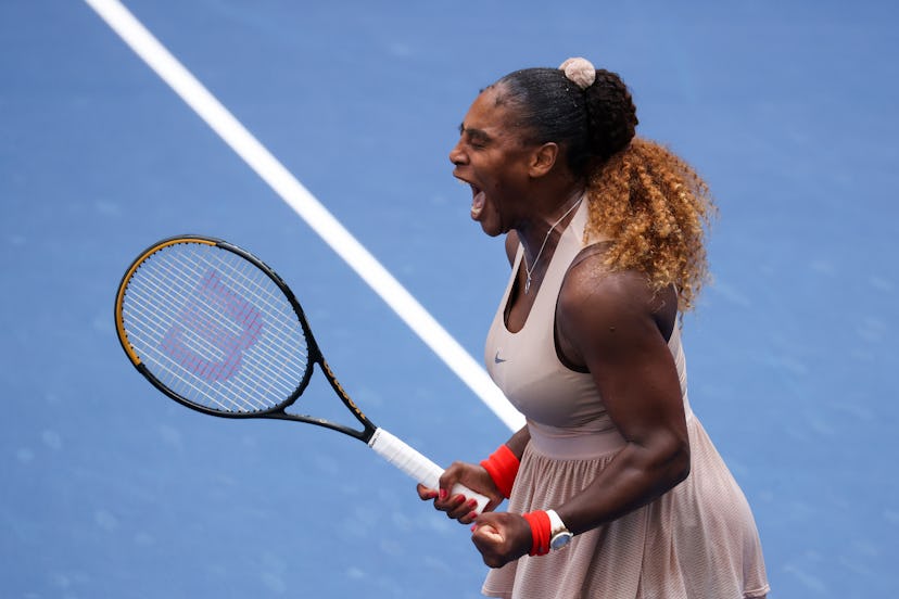 Williams kept her nails red for day 8 of the US Open, too.