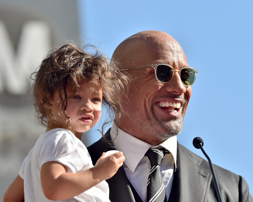 Dwayne Johnson's daughter helps him "clean" his muscles.