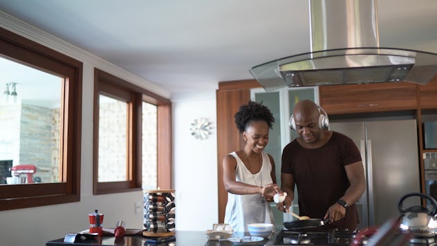couple cooking together