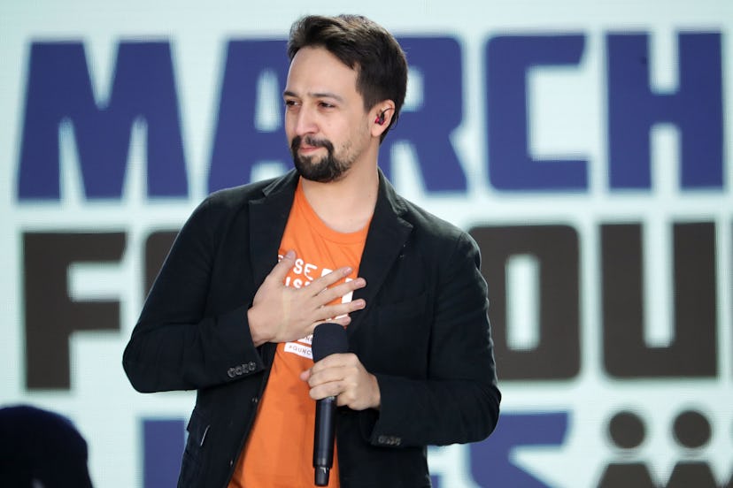Lin-Manuel Miranda performing during the 2018 March for Our Lives rally in Washington, DC.