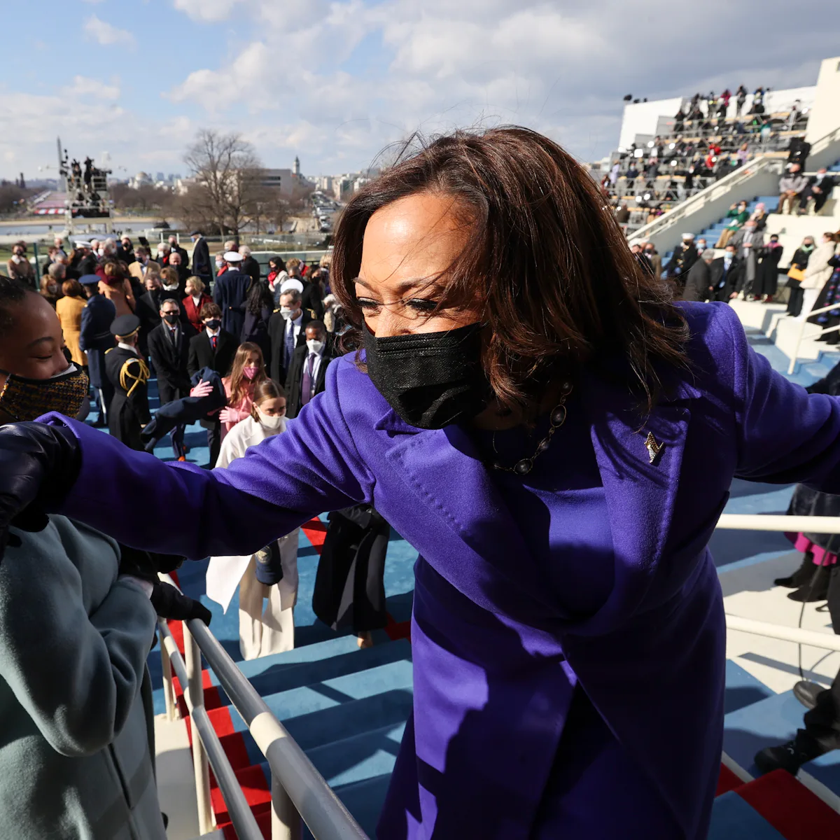 harris dressed in purple The Deeper Meaning of Purple Outfits at the Inauguration Explained