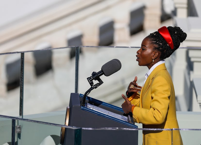 Youth Poet Laureate Amanda Gorman speaks at the inauguration of U.S. President Joe Biden on the West...