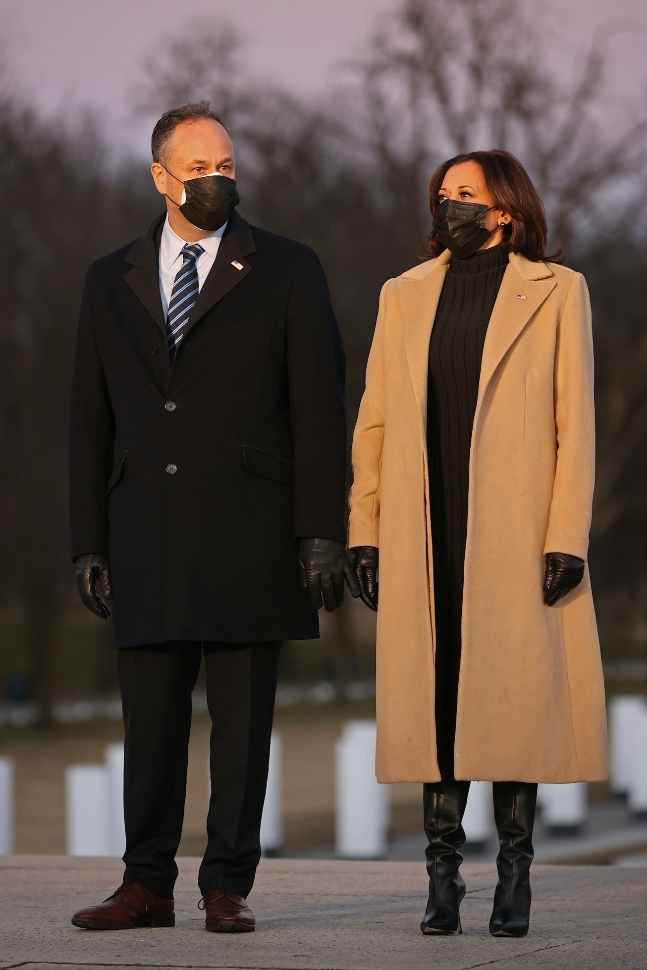 Kamala Harris at the COVID memorial during the the 2021 presidential inauguration.
