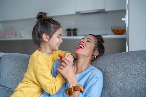 family, mother, daughter, make up