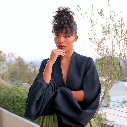 Yara Shahidi poses during a photoshoot celebrating her appearance on the Trumpet Awards at The West ...
