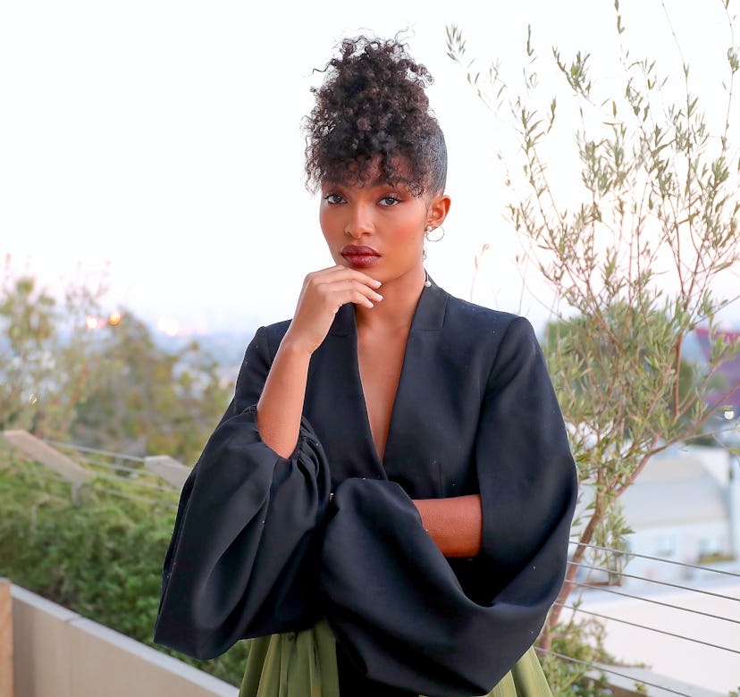 Yara Shahidi poses during a photoshoot celebrating her appearance on the Trumpet Awards at The West ...