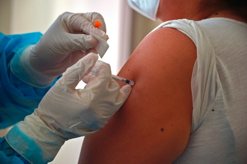 A person receives their second COVID19 vaccine