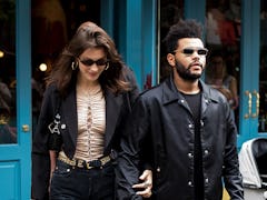 Bella Hadid and The Weeknd step out arm in arm.
