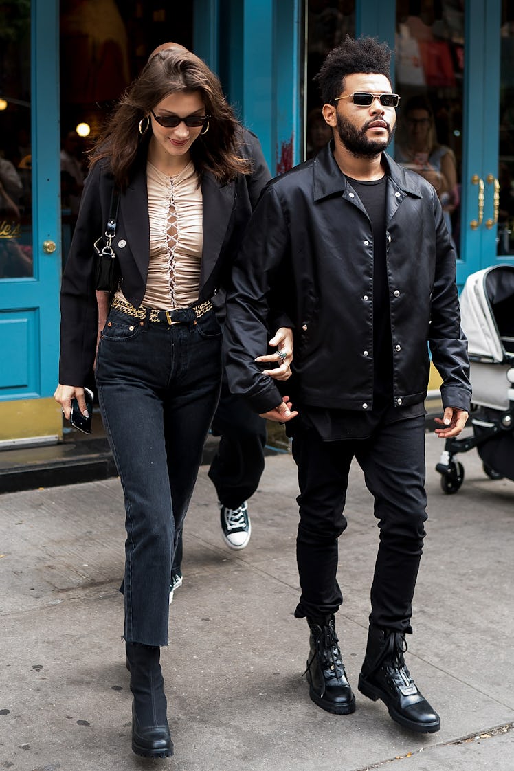 Bella Hadid and The Weeknd step out arm in arm.
