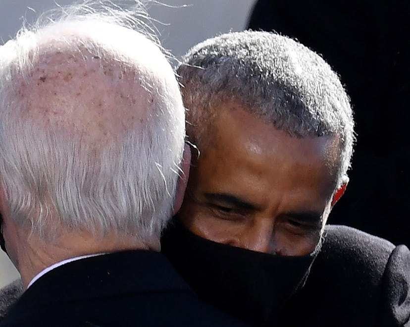 Barack Obama couldn't keep himself from hugging President Biden.