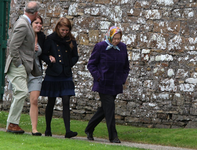 Princess Eugenie, Prince Charles, Princess Beatrice, and Queen Elizabeth in Scotland.