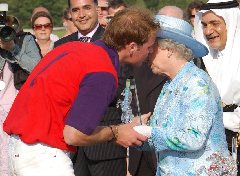 Prince William kisses Queen Elizabeth, 2004.