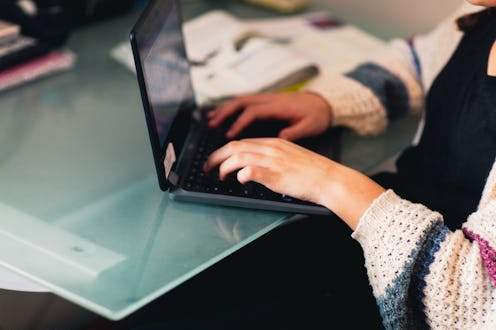 working, typing, student