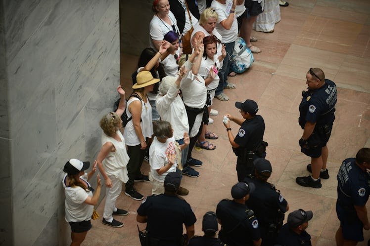 575 people were arrested at protest against ICE and the zero tolerance immigration policy on June 28...