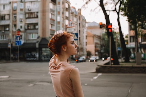woman, travel, street