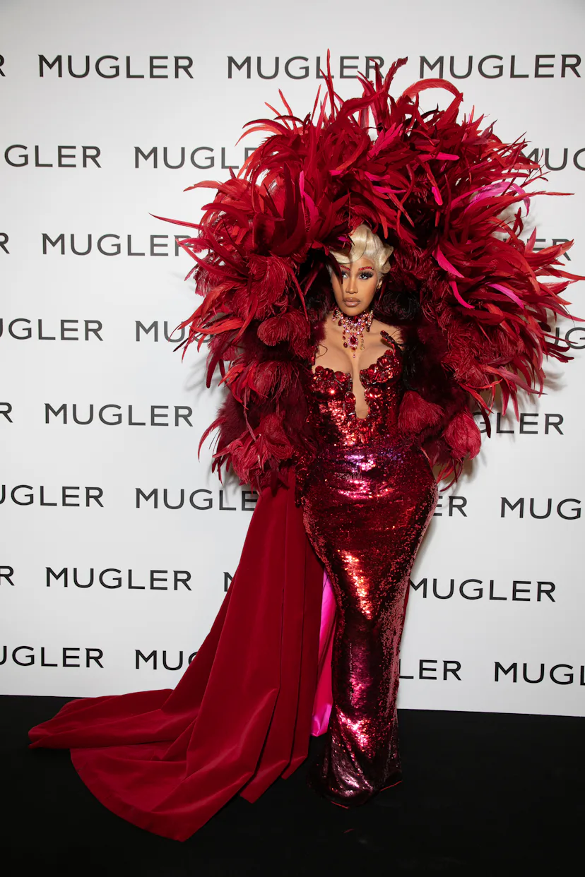 dressed by b fashion Cardi B rocks an all red dress at the Robert Wun Haute Couture Fall/Winter show for Paris Fashion Week.