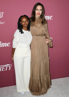 BEVERLY HILLS, CALIFORNIA - SEPTEMBER 30: (L-R) Zahara Jolie-Pitt and Angelina Jolie attend Variety'...