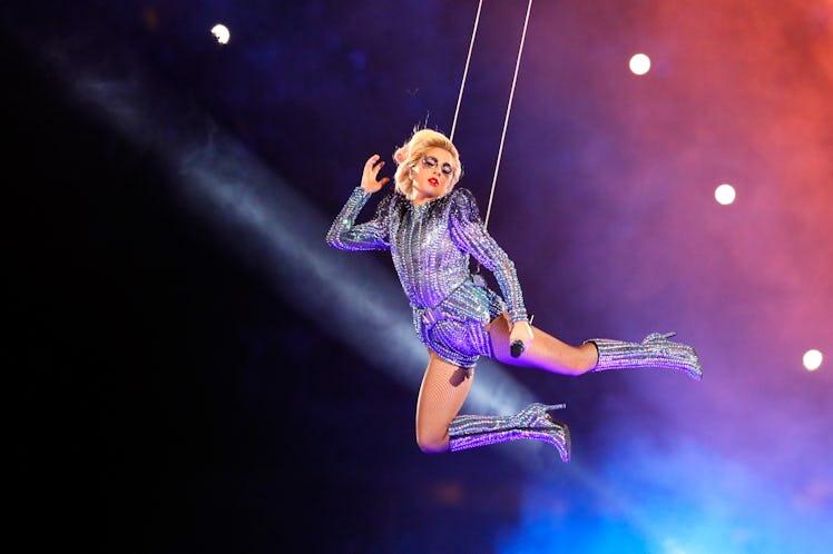 HOUSTON, TX - FEBRUARY 05: Lady Gaga performs during the Pepsi Zero Sugar Super Bowl 51 Halftime Sho...