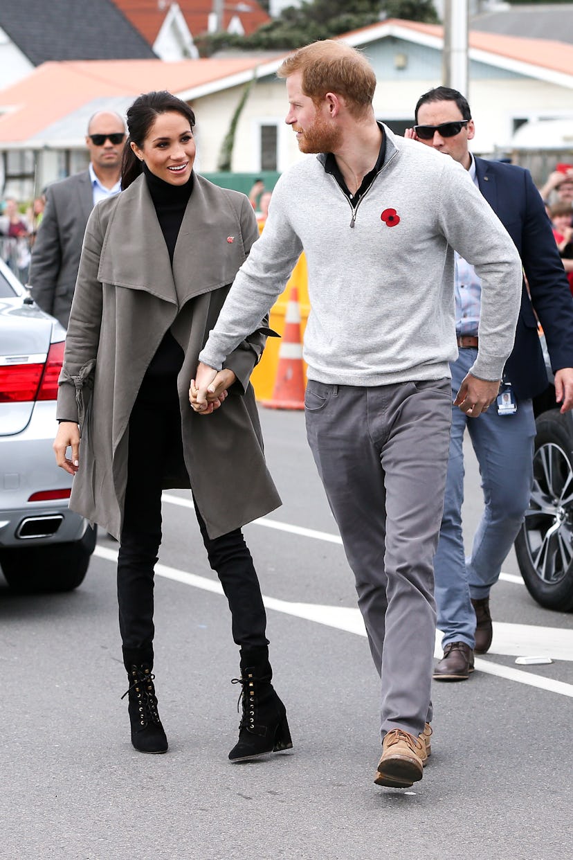 Prince Harry wears a sweater in Australia in 2018.