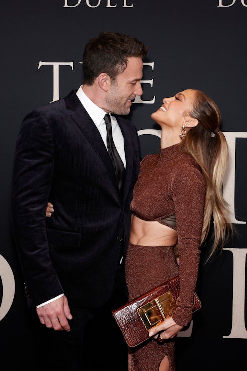 NEW YORK, NEW YORK - OCTOBER 09: Ben Affleck and Jennifer Lopez attend "The Last Duel" New York Prem...