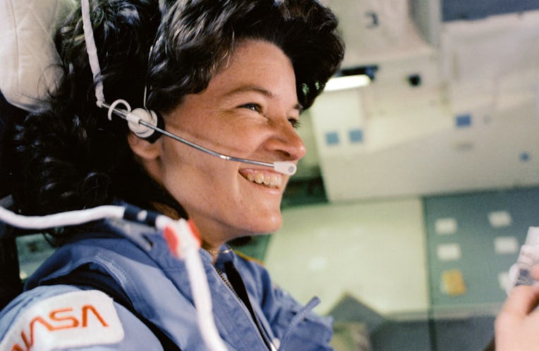 American astronaut and scientist Sally Ride, as STS-7 mission specialist, (1951 - 2012) is pictured ...