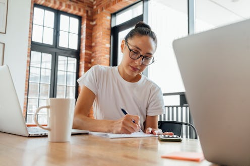 woman working at her desk