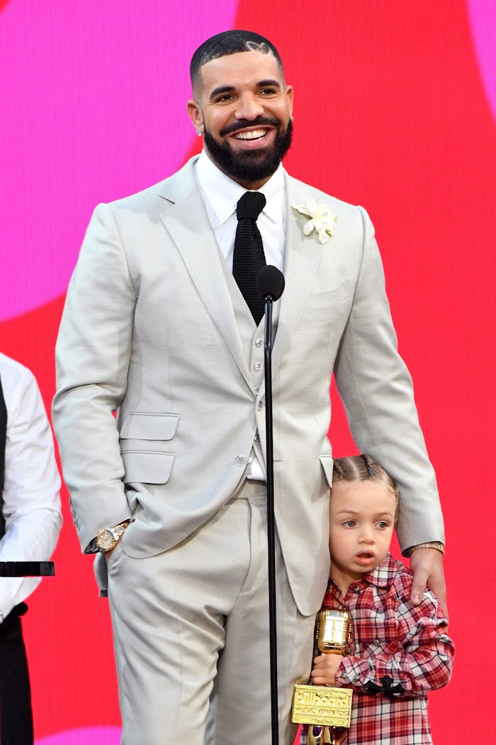 LOS ANGELES, CALIFORNIA - MAY 23: (L-R) Drake, winner of the Artist of the Decade Award, and Adonis ...