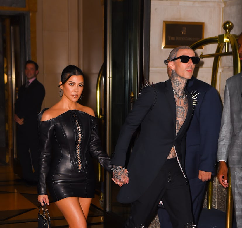 NEW YORK, NEW YORK - SEPTEMBER 12: Kourtney Kardashian and Travis Barker seen out before attending t...