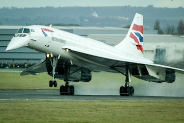 BRISTOL, ENGLAND - NOVEMBER 23: The last Concorde to ever fly, touches down as it lands at Filton ai...
