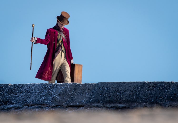 Timothée Chalamet as Willy Wonka during filming for  'Wonka' 