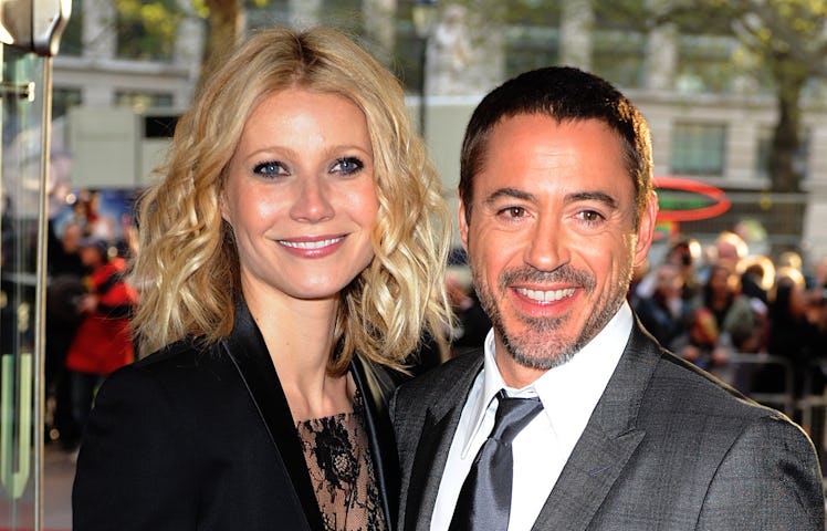 Gwyneth Paltrow and Robert Downey Jr (left) arrive for the UK charity premiere of Iron Man at the Od...