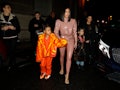 Kourtney Kardashian, daughter Penelope Disick, Kim Kardashian and daughter North West arrive at the ...
