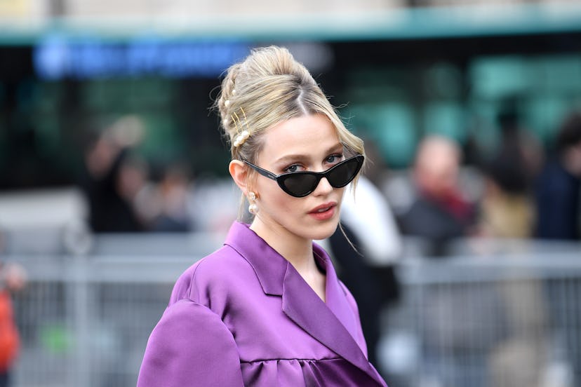 PARIS, FRANCE - MARCH 03: Victoria Pedretti attends the Miu Miu show as part of the Paris Fashion We...