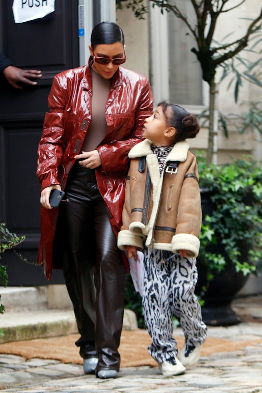 Kim Kardashian and her daughter North West pictured at the Cafe de Flore in Paris March 02, 2020 in ...