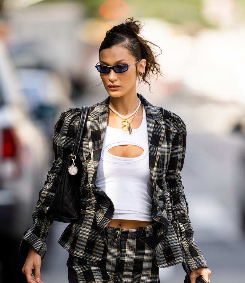NEW YORK, NEW YORK - SEPTEMBER 21: Bella Hadid is seen in Tribeca on September 21, 2021 in New York ...