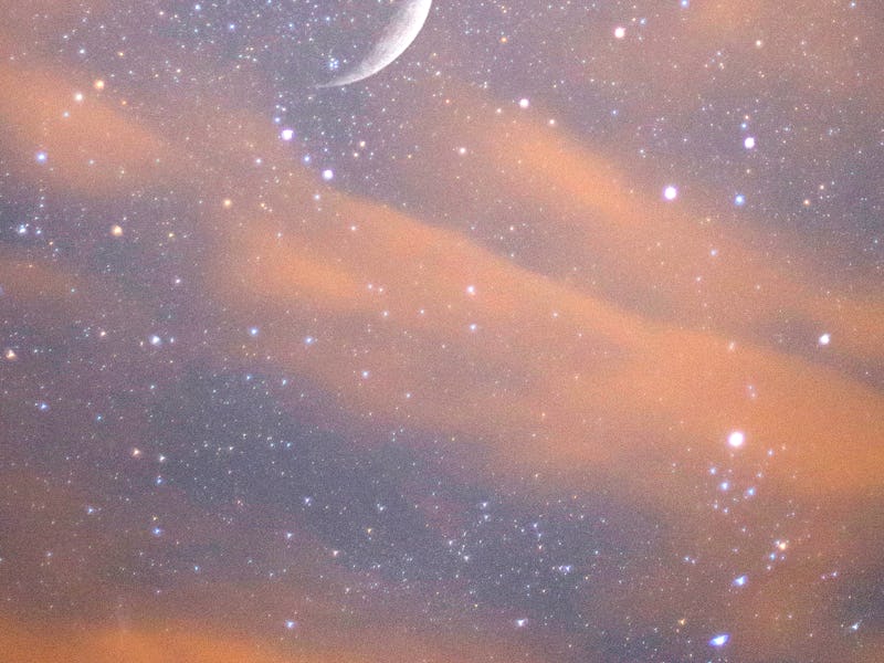 USA, New York sept 01/2014 composite image, crescent moon and star field