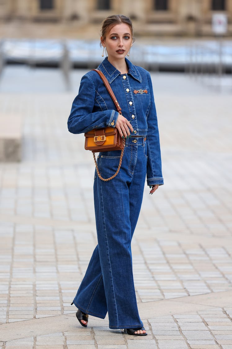 PARIS, FRANCE - OCTOBER 05: Emma Chamberlain attends the Louis Vuitton Womenswear Spring/Summer 2022...