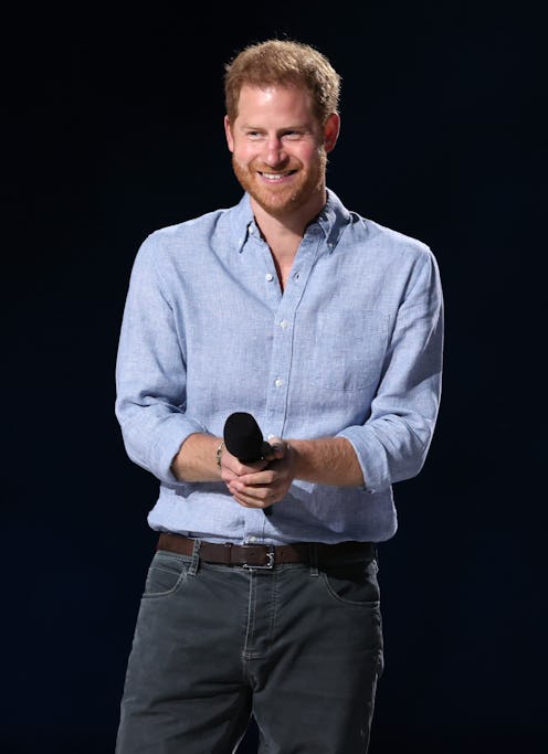 INGLEWOOD, CALIFORNIA: In this image released on May 2, Prince Harry, The Duke of Sussex, speaks ons...