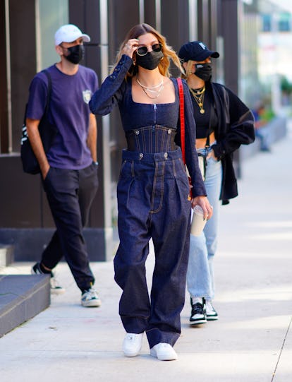 NEW YORK CITY, NY - OCTOBER 15: Hailey Bieber seen out and about on October 15, 2020 in New York Cit...