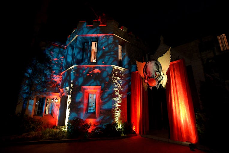 LOS ANGELES, CA - OCTOBER 24:  A view of the decorated Playboy Mansion at the annual Halloween Party...