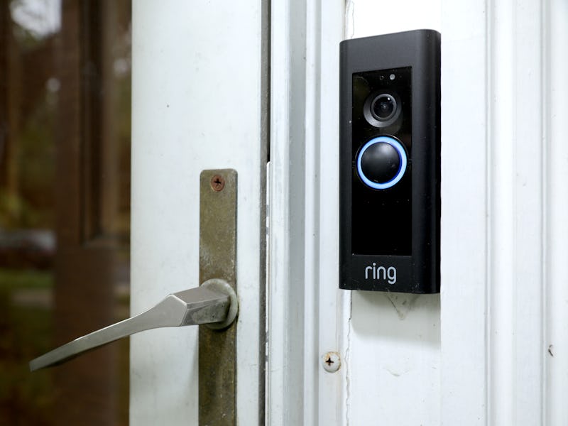 SILVER SPRING, MARYLAND - AUGUST 28: A doorbell device with a built-in camera made by home security ...