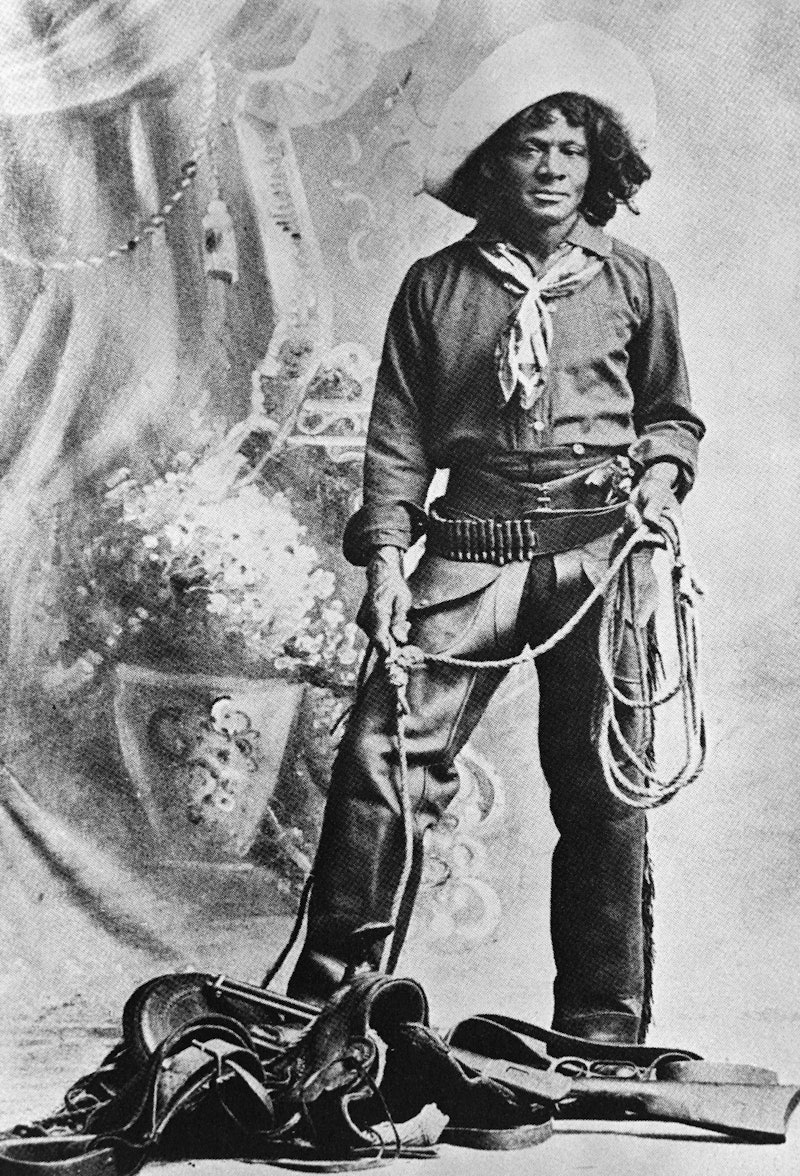 Nat Love, a cowboy who claimed to have won the name of Deadwood Dick in South Dakota, 1876, by virtu...