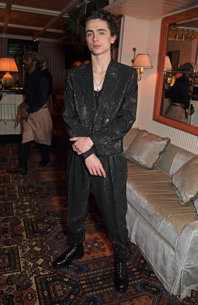 LONDON, ENGLAND - OCTOBER 17:  Timothee Chalamet attends a post-screening cocktail reception for "Du...