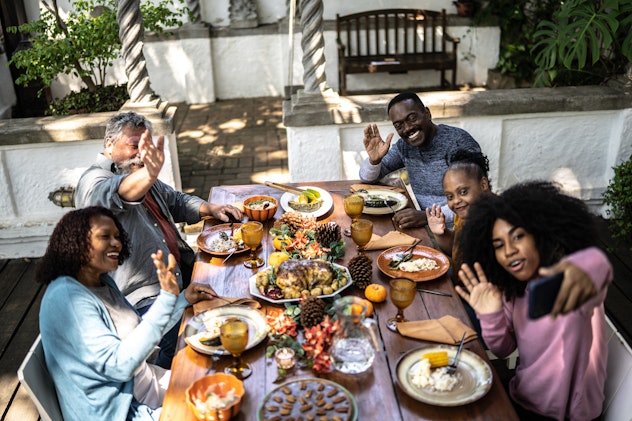 family having thanksgiving lunch