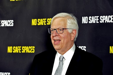HOLLYWOOD, CALIFORNIA - NOVEMBER 11: Dennis Prager attends the premiere of the film "No Safe Spaces"...